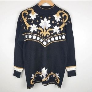 Vintage Grandma Knitted Gold Sweater Size Large